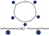 Original Star K™ High End Tennis Charm Bracelet With 5pcs 7mm Round Lab Created Sapphire