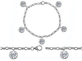 Original Star K™ High End Tennis Charm Bracelet With 5pcs 7mm Genuine Round White Topaz
