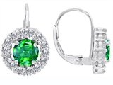 Original Star K™ Lever Back Dangling Earrings With 6mm Round Simulated Emerald