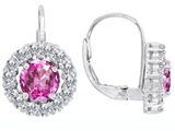 Original Star K™ Lever Back Dangling Earrings With 6mm Round Created Pink Sapphire