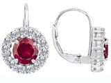 Original Star K™ Lever Back Dangling Earrings With 6mm Round Lab Created Ruby