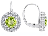 Original Star K™ Lever Back Dangling Earrings With 6mm Round Genuine Peridot
