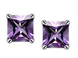 Original Star K™ Genuine 7mm Square Amethyst Earring Studs