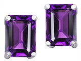 Original Star K™ Genuine 8x6mm Emerald Cut Amethyst Earrings