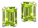 Original Star K™ Genuine 8x6mm Emerald Cut Peridot Earrings