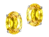Tommaso Design™ Oval 7x5mm Genuine Yellow Sapphire Earring Studs
