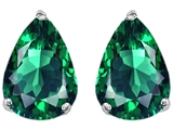 Original Star K™ Pear Shape 9x7mm Simulated Emerald Earring Studs