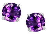 Round Genuine Amethyst Earring Studs