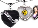 Original Star K™ True Love Black Enamel Locket With 7mm Heart Citrine Surprise