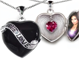 Original Star K™ True Love Black Enamel Locket With 7mm Heart Created Ruby Surprise
