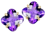 Genuine Clover Cut Amethyst Earrings