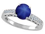 Tommaso Design™ Created Star Sapphire and Diamond Solitaire Engagement Ring