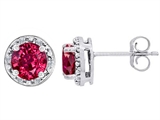 Tommaso Design™ Created 6mm Round Ruby and Diamond earring Studs