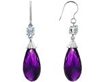 Original Star K™ Briolette Drop Cut Simulated Amethyst Hanging Hook Chandelier Earrings
