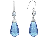 Original Star K™ Briolette Drop Cut Simulated Aquamarine Hanging Hook Chandelier Earrings