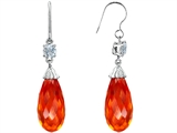 Original Star K™ Briolette Drop Cut Simulated Mexican Fire Opal Hanging Hook Chandelier Earrings