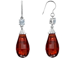 Original Star K™ Briolette Drop Cut Simulated Garnet Hanging Hook Chandelier Earrings