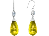 Original Star K™ Briolette Drop Cut Simulated Yellow Sapphire Hanging Hook Chandelier Earrings