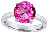 Original Star K™ Large Solitaire Big Stone Ring with 10mm Round Created Pink Sapphire