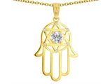 Tommaso Design™ Large 1.5 inch Hamsa Hand Jewish Star of David Kabbalah Protection Pendant with 6 Genuine Diamonds