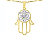 Tommaso Design™ Large 1.5 inch Hamsa Hand Jewish Star of David Kabbalah Protection Pendant with 6 Genuine Diamonds