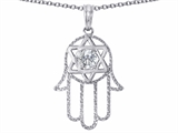 Tommaso Design™ Large 1.5 inch Hamsa Hand Jewish Star of David Kabbalah Protection Pendant