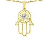Tommaso Design™ Large 1.5 inch Hamsa Hand Jewish Star of David Kabbalah Protection Pendant