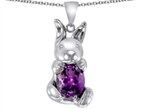 Original Star K™ Love Bunny Pendant With Simulated Amethyst Oval 10x8mm