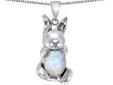 Original Star K™ Love Bunny Pendant With Created Opal Oval 10x8mm