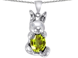 Original Star K™ Love Bunny Pendant With Simulated Peridot Oval 10x8