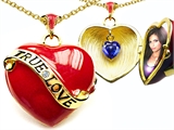 Original Star K™ 1.25 Inch True Love Red Enamel Locket With Lab Created Heart Sapphire Inside