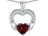 Celtic Love by Kelly Hands Holding 8mm Heart Claddagh Pendant With Genuine Garnet