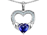 Celtic Love by Kelly Hands Holding 8mm Heart Claddagh Pendant With Created Sapphire