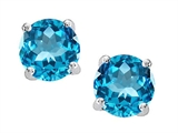 Original Star K™ Round 7mm Genuine Blue Topaz Earring Studs
