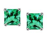 Original Star K™ Square 7mm Simulated Emerald Earrings