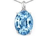 Tommaso Design™ Simulated Oval Aquamarine and Diamond Pendant
