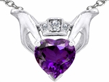 Heart Claddagh Pendant With Genuine Amethyst
