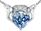 Celtic Love by Kelly 8mm Heart Claddagh Pendant With Simulated Aquamarine
