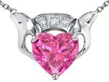 Celtic Love by Kelly 8mm Heart Claddagh Pendant With Created Pink Sapphire