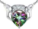 Celtic Love by Kelly 8mm Heart Claddagh Pendant With Genuine Mystic Topaz