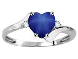 Tommaso Design™ Heart Shape 6mm Created Star Sapphire and Two Diamonds bypass Ring