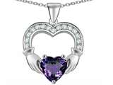 Celtic Love by Kelly Hands Holding 8mm Heart 1 inch Claddagh Pendant With Simulated Alexandrite