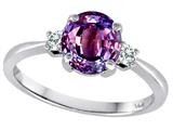 Tommaso Design™ Simulated 7mm Round Alexandrite and Diamond Classic 3 stone Engagement Ring