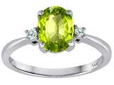 Tommaso Design™ 8x6mm Oval Genuine Peridot Diamond Engagement Ring