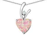 Original Star K™ Created 8mm Heart Shaped Pink Opal Pendant