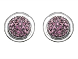 Original Star K™ Round Puffed Earrings with Lab Created Pink Sapphire