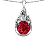 Original Star K™ Large Loving Mother With Children Pendant With Created Round Ruby