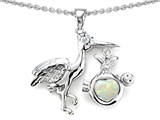 Original Star K™ New Baby Stork Pendant with 8mm Heart Shape Created Opal