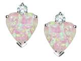 Original Star K™ Heart Shape 7mm Created Pink Opal Earring Studs