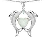 Original Star K™ Kissing Dolphins Pendant With Heart Shape 8mm Created Opal